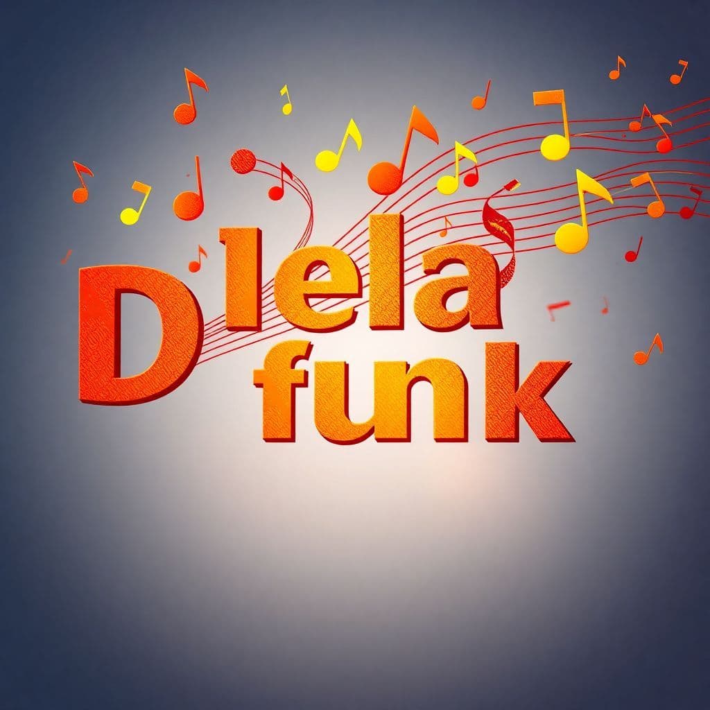 Afrobeat AI Album Cover — A vibrant afrobeat album cover featuring a colorful, abstract representation of musical notes dancing through the air; the title "Dela funk" integrated seamlessly, using bold typography that embodies rhythm, with a warm color palette of oranges and yellows, highly detailed and photorealistic, 8k resolution, capturing an energetic and lively atmosphere.