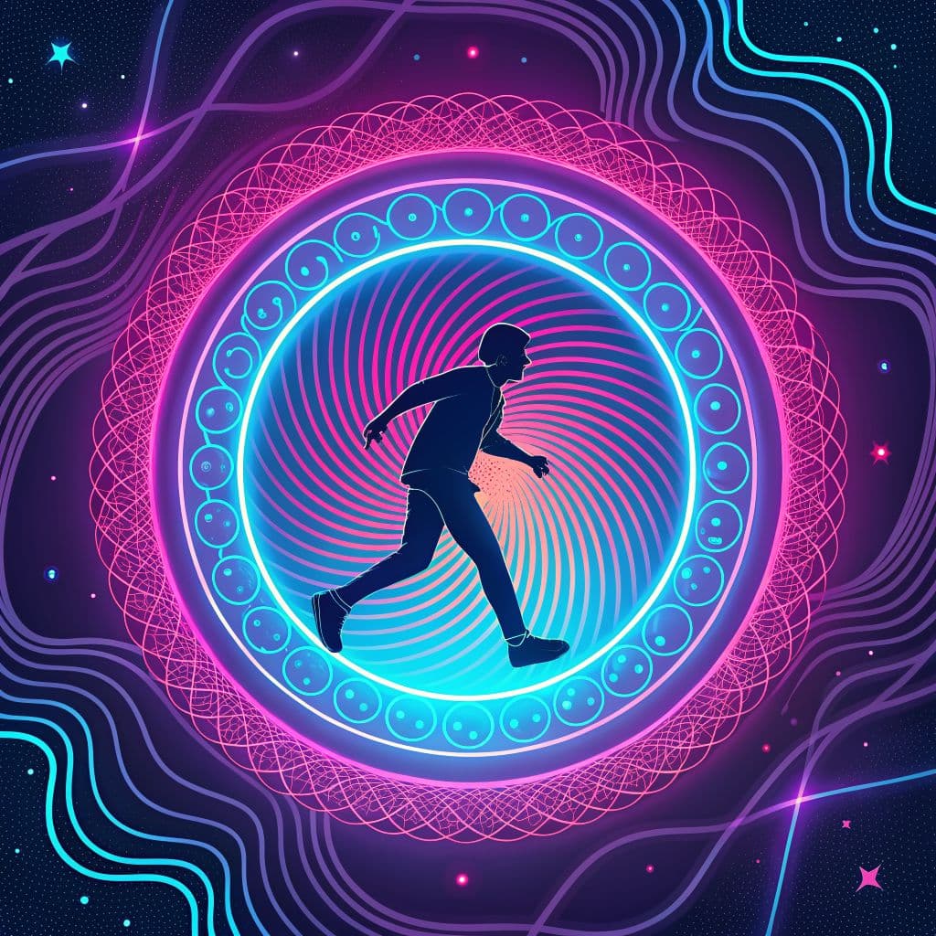 Techno AI Album Cover — A psychedelic representation of a mind unraveling with abstract shapes and colors that mimic sound waves; radiant yellows and greens blending together, artistic brush strokes enhancing depth; highly detailed, high quality, 8k resolution, immersive and trippy atmosphere.